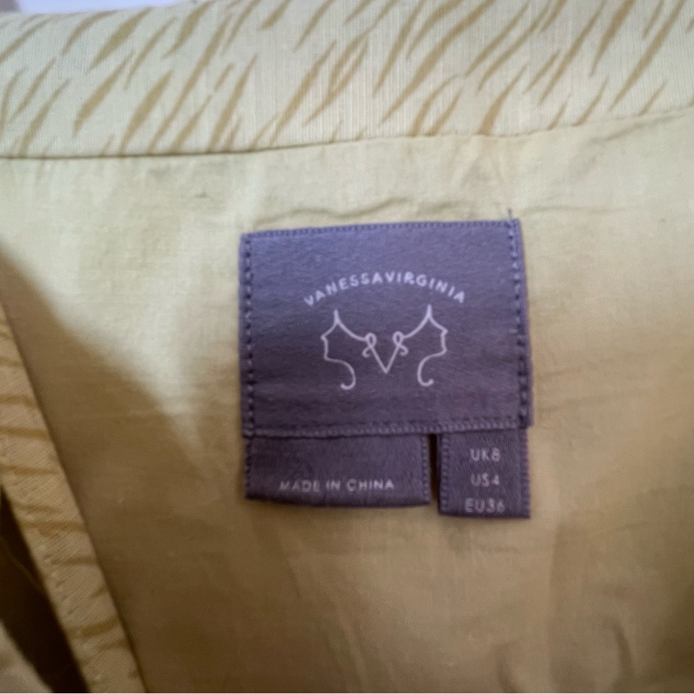 Anthropologie Vanessa and Virginia Yellow and Black Fish Dress Size 4 - Picture 2 of 10